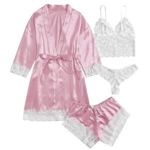 NWOT! 4 pcs Silk Satin Pajama/Lingerie Set